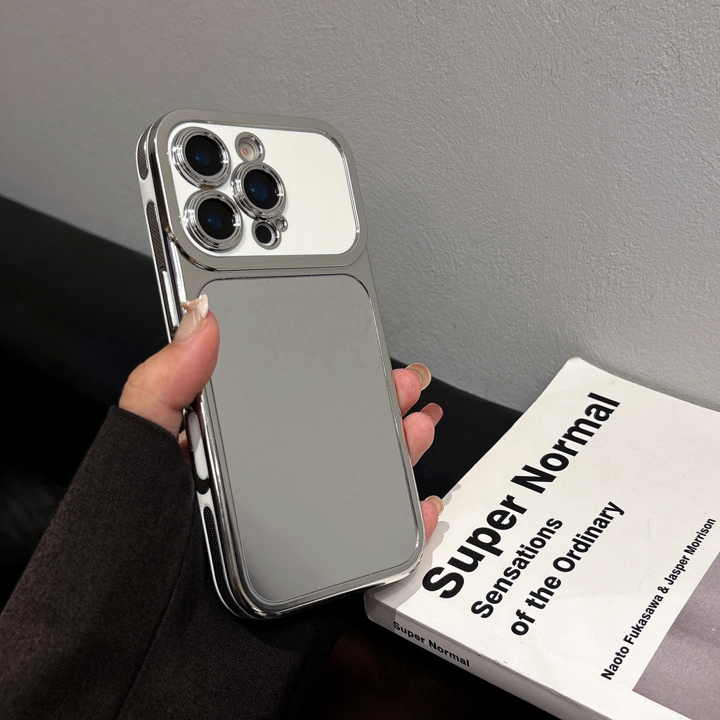 ốp lưng iphone mặt gương đơn sắc, thiết kế tối giản phù hợp với iPhone17ProMax 17 16 15 14 13