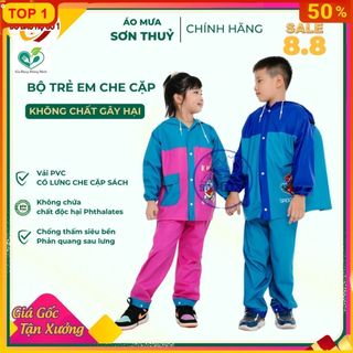 ( BỘ ÁO MƯA TRẺ EM CÓ BALO ) Bộ áo mưa trẻ em Có Lưng che cặp sách, bộ áo mưa Sơn Thuỷ chính hãng PVC uminshop