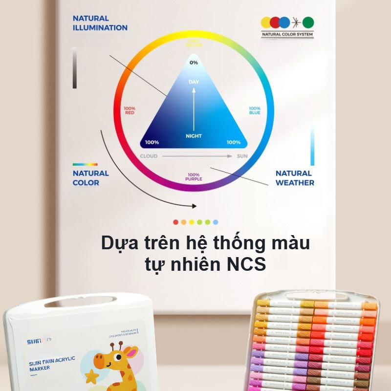 Bút đánh Dấu Acrylic Hai đầu,Mực Xả đều Và Mịn,không Bị Chảy Máu,36/48/60Màu,Sản Phẩm Dành Cho Trẻ Em