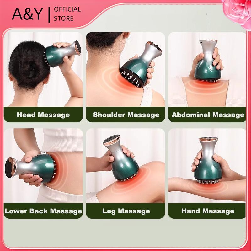 A & Y Sạc Guasha Máy Mát Xa Định Hình Cơ Thể Làm Nóng Kinh Tuyến Cạo Bàn Chải Lymphatic Giải Độc Chế Độ Nạo vét Mỡ Đốt.