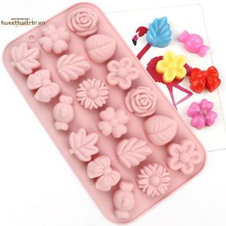 TRTR 18Holes 3D Khuôn Silicon Hoa Cúc Thiết Kế Hoa Tulip Thạch Đá Pudding Xà Phòng Fondant Chocolate Trang Trí Bánh Dụng Cụ Nướng Lá VN
