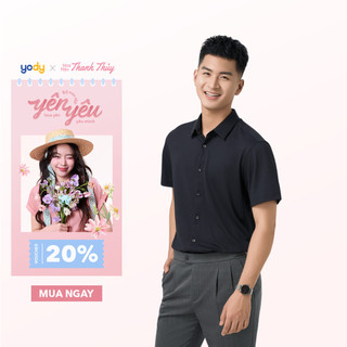 [SALE OFF] Áo sơ mi nam YODY cộc tay Business bề mặt tổ ong hoa văn jacquard, thoải mái, dễ chịu, ít nhăn MOSH25S090