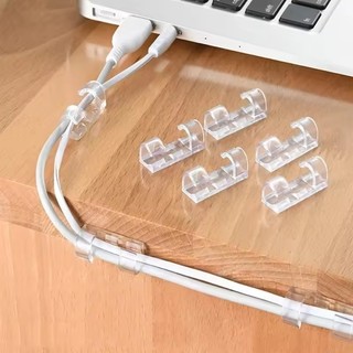20 / 60 / 100 Cái Kẹp Cáp Dính Mạnh - Hộp Đựng Dây Dữ Liệu USB Trong Suốt Máy Tính Để Bàn Sắp Xếp