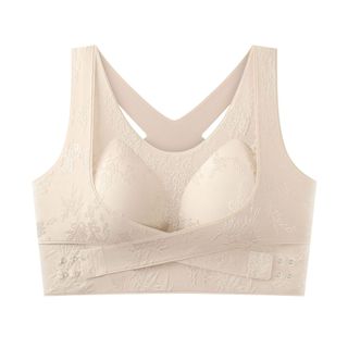 Áo ngực tre dập nổi Jacquard phong cách Trung Quốc, khóa đẩy lên, thẩm mỹ và hỗ trợ tốt