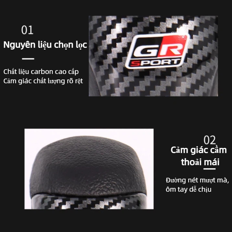 Tay nắm cần số thể thao vân carbon | Nhôm cao cấp phong cách TRD/GR | phù hợp Toyota số tự động