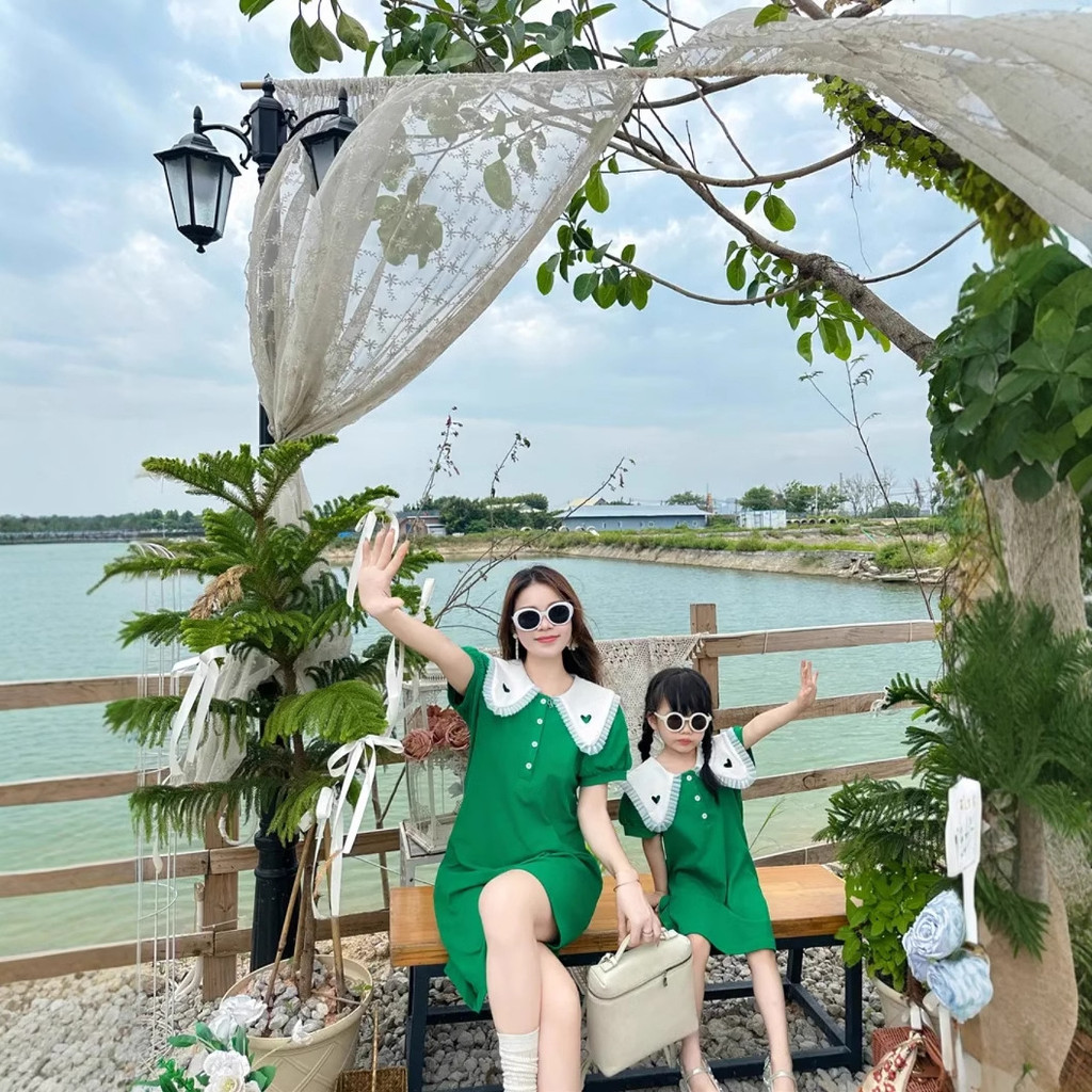 Váy Cha Mẹ-Con Bé Gái Thời Trang Dễ Thương Váy polo Top 80-160 Size 9XPI