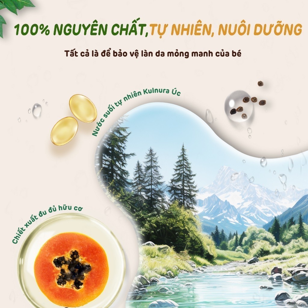 [Thùng 4 Lốc] Khăn Giấy Ướt Aiwibi Chiết Xuất Đu Đủ Hữu Cơ Không Mùi và Không Cồn Cho Bé 4 lốc x 3 gói x 84 miếng
