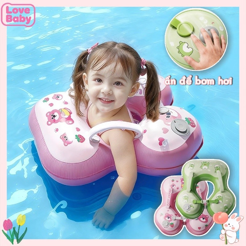 Phao bơi gấp gọn chống lật,có họa tiết dễ thương,đỡ nách chống lật dành,An toàn trẻ em