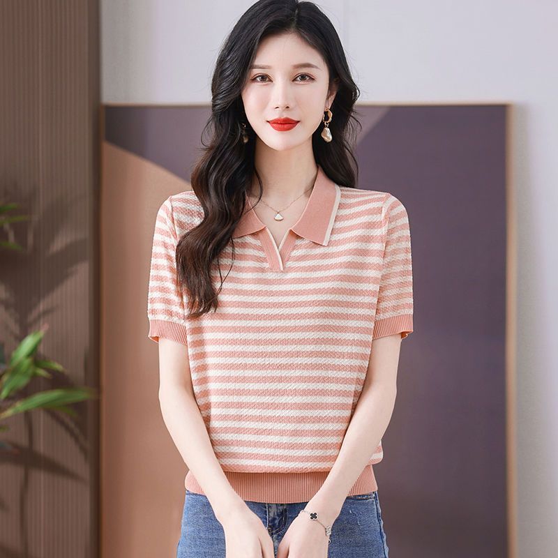 Mẹ mặc áo thun sọc tencel thoáng khí, phong cách mới và ôm dáng, thời trang mùa hè