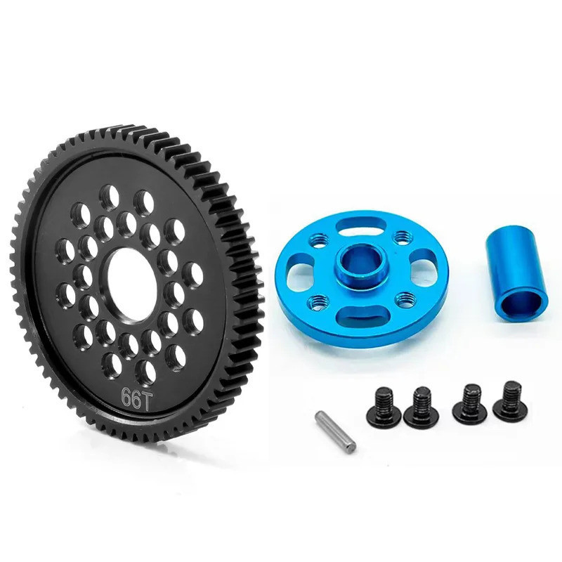 Kim Loại 63T 64T 66T 68T 71T 54500 Spur Gear và Gear Mount Bộ Bánh Răng Tốc Độ Cao Cho Tamiya TT-02 TT02 1 / 10 RC Xe Nâng Cấp Phần