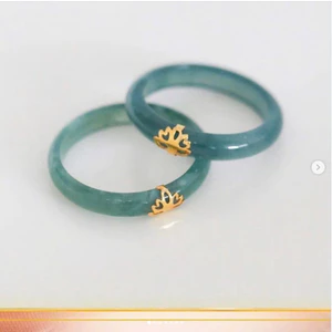 NHẪN LAM NGỌC BỌC SEN VÀNG 10K