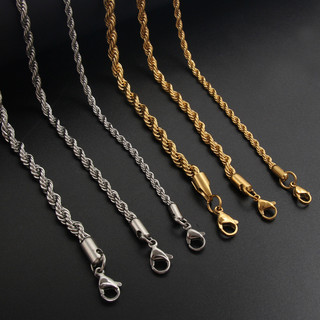 Thời Trang Nam Mạ Điện Phong Cách Châu Âu Và Mỹ 3 / 4 / 5 Mm Thép Không Gỉ Xoắn Dây Chuyền Vòng Cổ