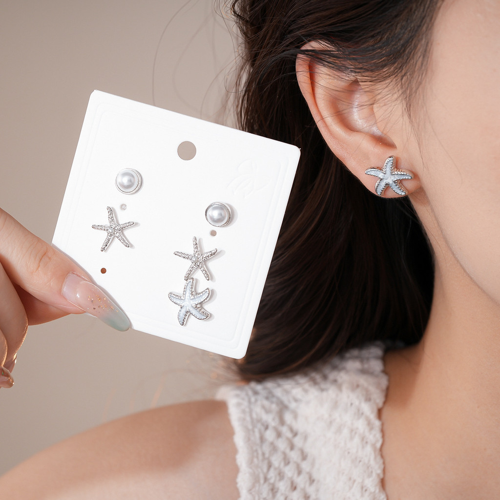 Bông Tai Hình Sao Biển Ngọc Trai Phong Cách Hàn Quốc, Thích Hợp Mặc Hàng Ngày
