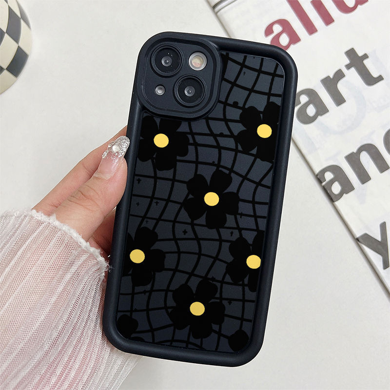 Ốp Lưng Tương Thích Cho iPhone 17 Air 16 15 14 13 12 11 Pro X XR XS Max SE 2020 6 6S 7 8 Plus Chống Rơi Thiên Thần Thiết Kế Mắt Họa Tiết Hoa Đen JGS213