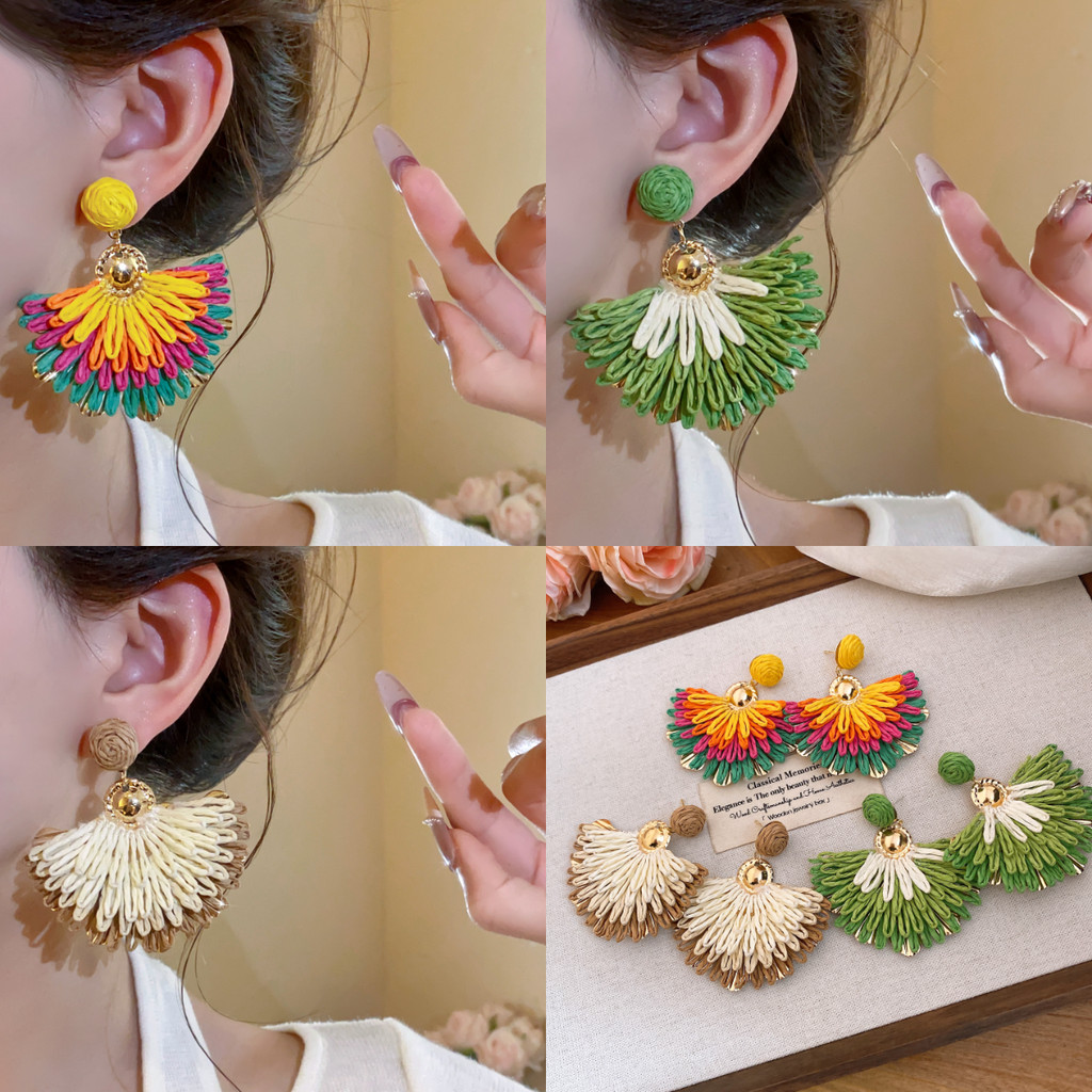 Quạt Hình Bông Tai Bông Tai Cá Tính Thời Trang Siêu Cổ Tích Đi Biển Phong Cách Kỳ Nghỉ Bông Tai Niche Thiết Kế Phụ Kiện Dành Cho Nữ