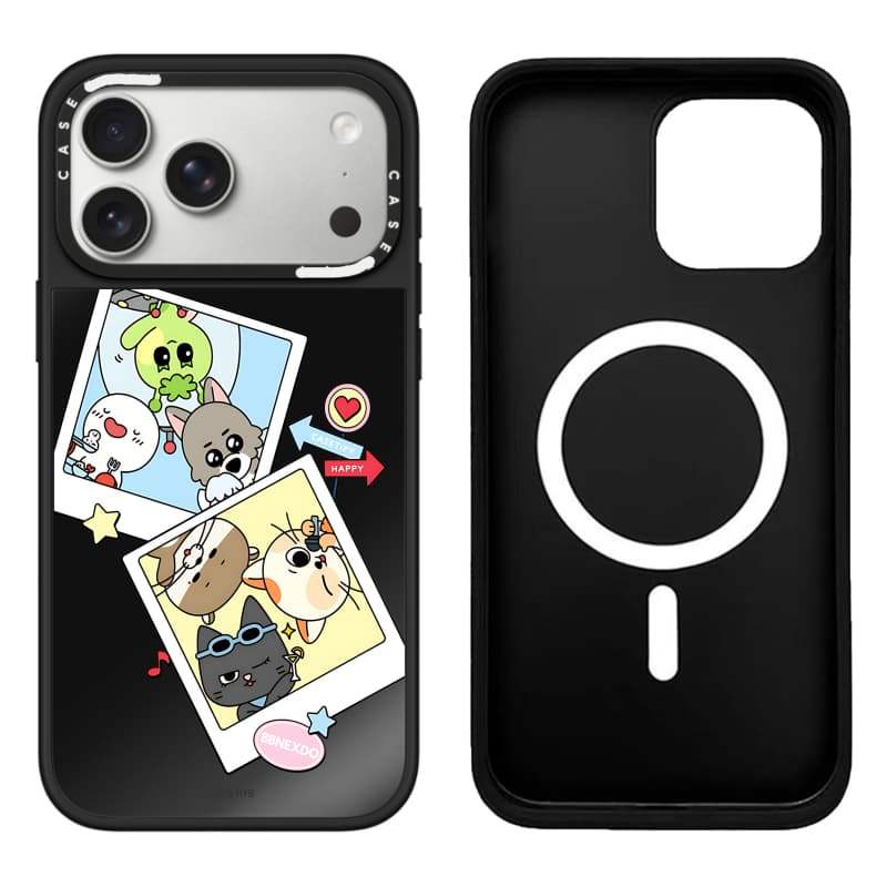 CASECASE X BBNEXDO Polariod Ốp lưng màu đen & mảnh Gương hút từ tính iPhone cho iPhone 17 Air 16 15 14 13 12 Pro Max Plus Ốp lưng cứng có hộp khắc logo
