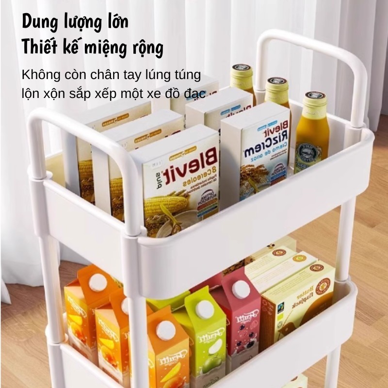 Kệ Nhựa 4 Tầng Có Bánh Xe Đẩy Chuyên Dụng Chất Liệu Nhựa Cao Cấp Dùng Cho Spa, Tiệm Nail, Nhà Bếp