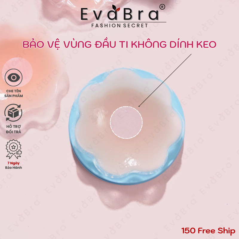 Miếng Dán Ti Silicon Trong Suốt, Hộp Dán Ti 5 Cặp Che Nhũ Hoa Siêu Mỏng Tái Sử Dụng Được Nhiều Lần EvaBra 99933