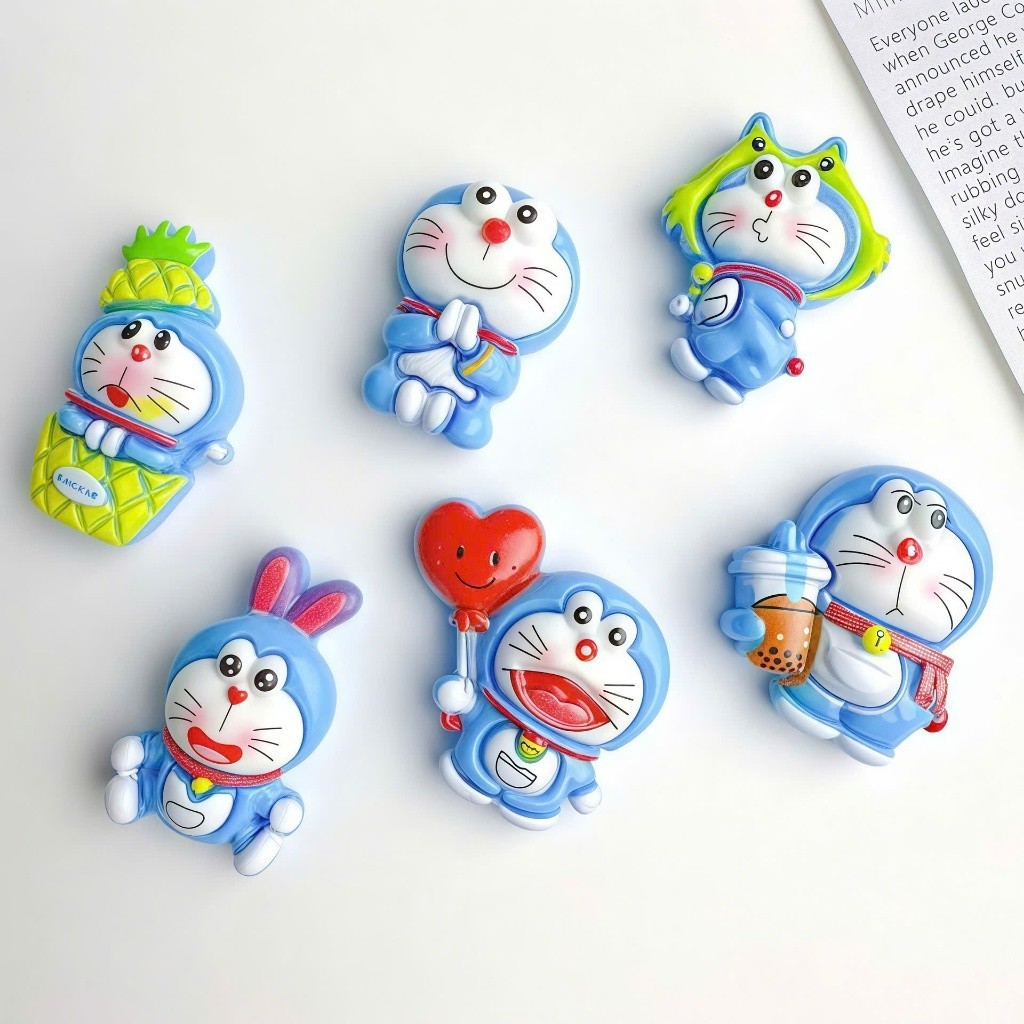 Set Charm Mèo Máy Doraemon xanh Cosplay Cute – 6 Charm Kawaii Trang Trí Dép Hot Trend