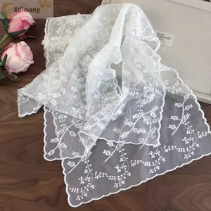 EDIWANY Ren Vuông Khăn, Chất Liệu Ren Thanh Lịch Ren Bandana, Thiết Kế Thêu Màu Trơn Nhẹ Ren Khăn Ảnh