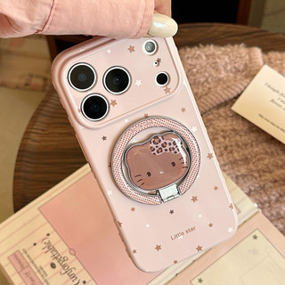 Giá đỡ gấp từ tính Star Cat Side Love Heart Vỏ điện thoại mềm cho iPhone 17 Pro Max 16 15 14 13 Vỏ bảo vệ chống sốc