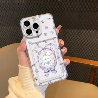 Dành Cho IPhone 17 16 15 14 13 12 11 Pro Max X XR XS Max 7 8 Plus Hoa thỏ thẻ túi điện thoại trường hợp mềm trường hợp