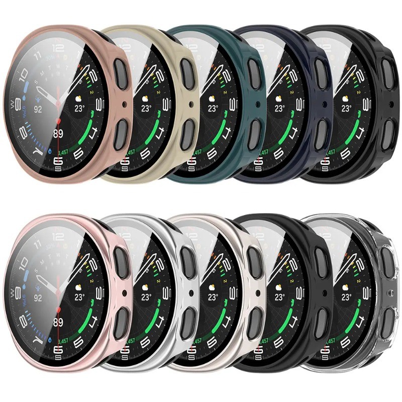 Ốp Bảo Vệ Chống Sốc PC Cho Samsung Watch8 Kính Cường Lực + PC Dành Cho Samsung Galaxy Watch 8 40mm 44mm Đồng Hồ Thông Minh Bảo Vệ Cứng Vỏ Da