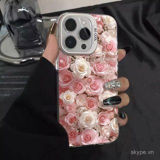 Ốp Điện Thoại Nữ Toàn Màn Hình Hoa Hồng Hồng Thích Hợp Cho iPhone 12promax 12 13 14 15 promax xr xs 11pro 16promax 17promax 17 16 15 plus 14pro Ốp Chống Sốc