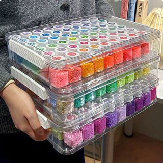 Hộp đóng gói hạt WOAY Perler, Hộp lưu trữ hạt Perler trong suốt chống bụi, Dung tích lớn có nắp chai lưu trữ hạt Dụng cụ tổ chức tại nhà