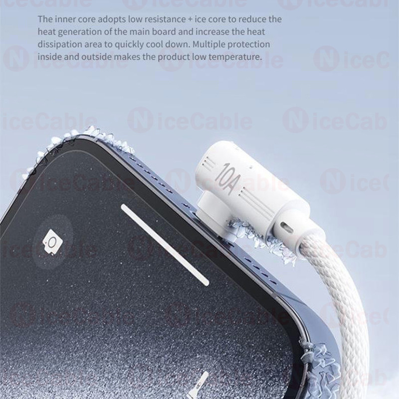90°Cáp chơi game thiết kế Khuỷu tay Loại C Cáp sạc siêu nhanh 10A 240W USB sang Type C Dây dữ liệu bện Nylon cho điện thoại / máy tính bảng