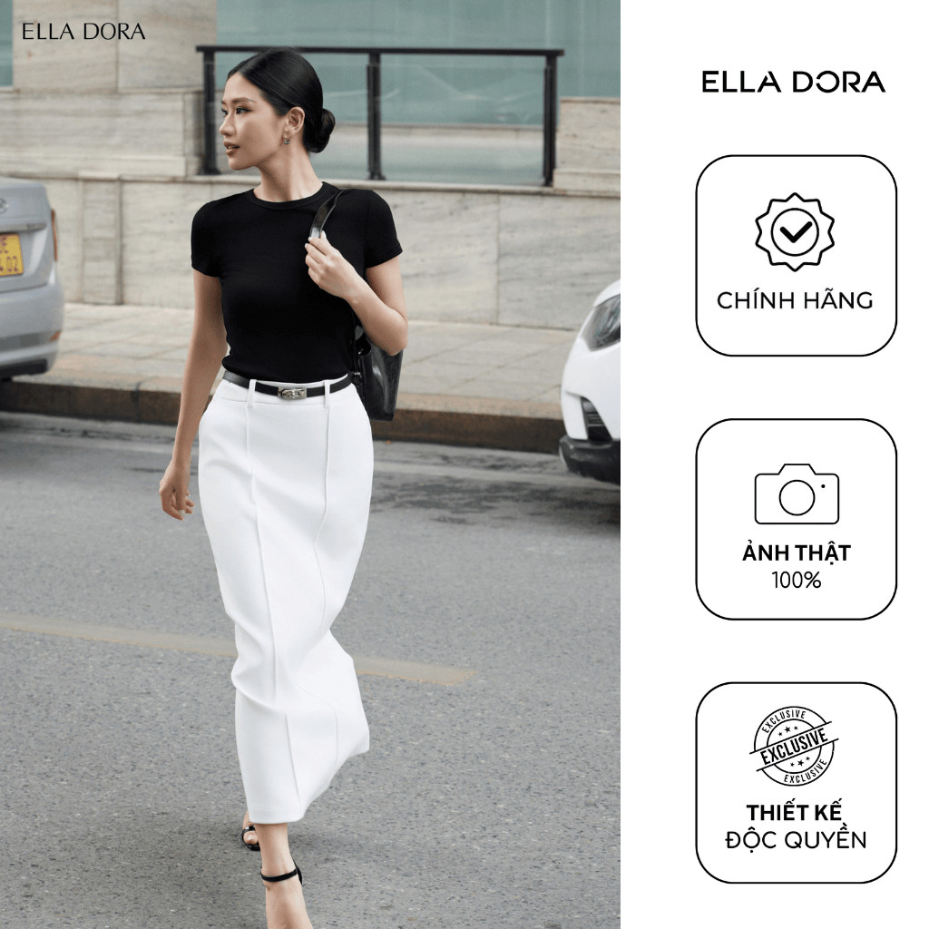 Chân váy ELLA DORA dáng A dài có túi form gọn thanh lịch công sở 3 màu ĐEN/TRẮNG/NÂU [CV183]