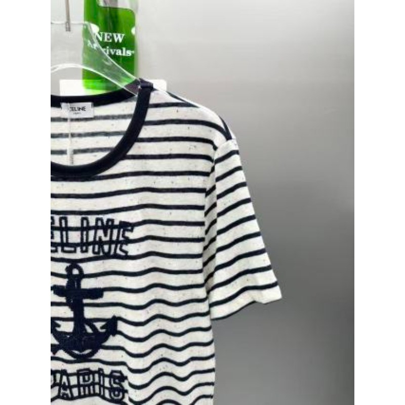 Áo thun Cotton sọc cổ tròn ngắn tay mới dành cho nữ