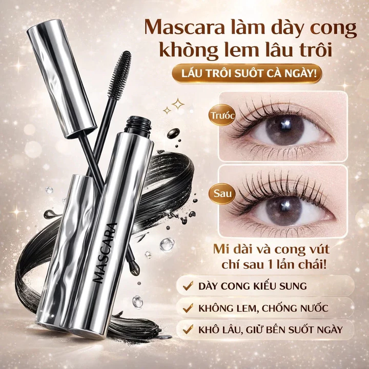 🔥Giá sốc🔥 Kem lót mi / Độ cong 24 giờ / Mascara làm cong mi tự nhiên / Mascara chống thấm nước / không vón cục/Mascara Không Thấm Nước