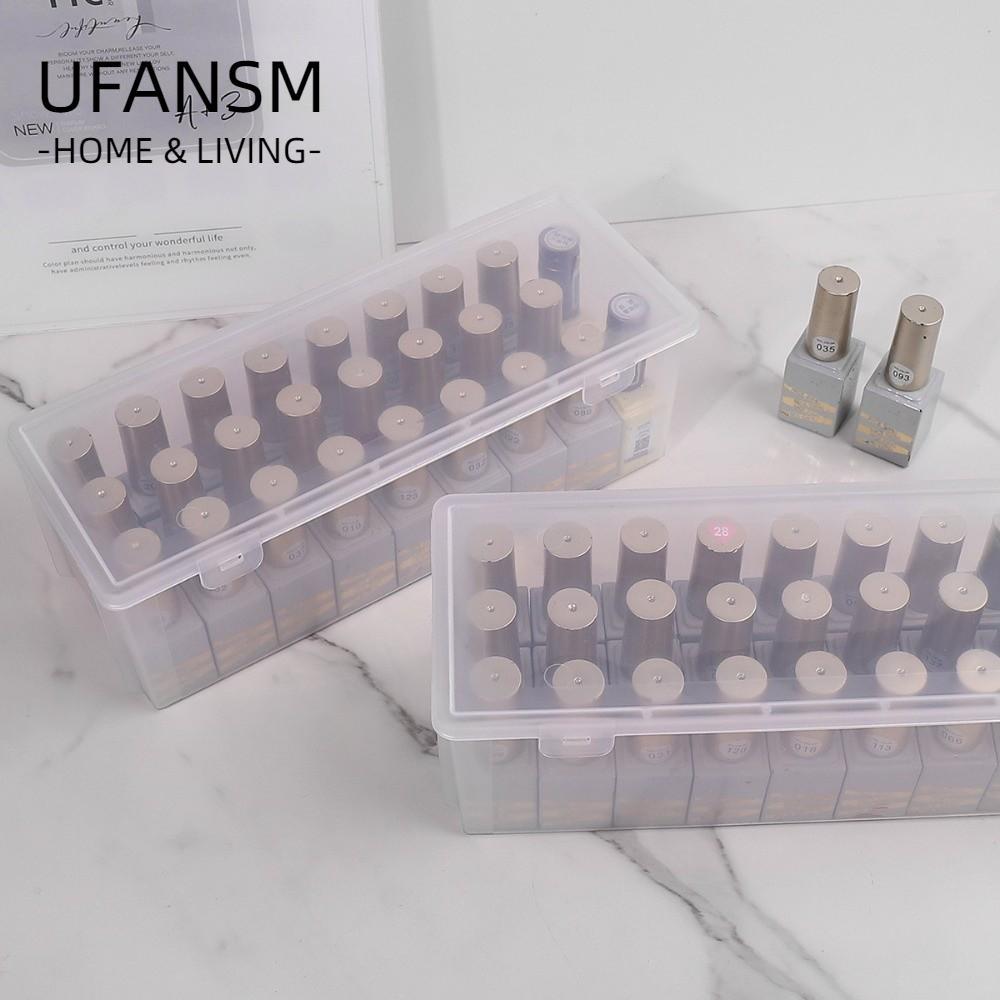 Hộp đựng sơn móng tay UFASM, Hộp đựng sơn móng tay bằng nhựa hình chữ nhật, Hộp đựng dụng cụ bảo quản móng tay trong suốt dung tích lớn di động
