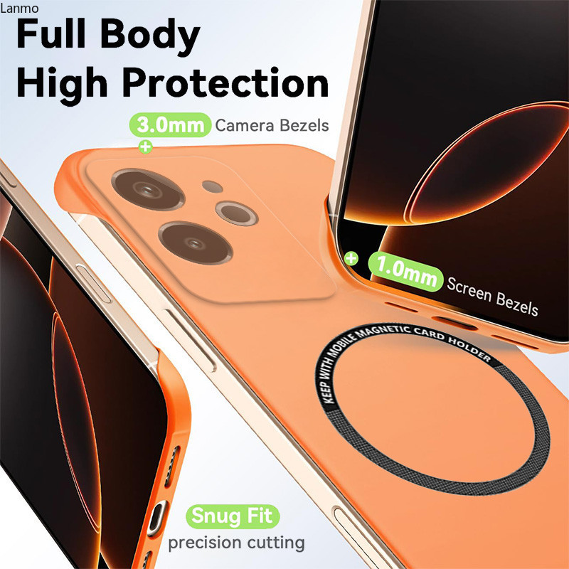 Mỏng Từ Tính Không Khung Cho Realme GT6 GT 6 6T Trung Quốc Ốp Điện Thoại Mờ Chống Trầy Xước Vỏ PC Cứng Không Biên Giới Giáp Chống Sốc