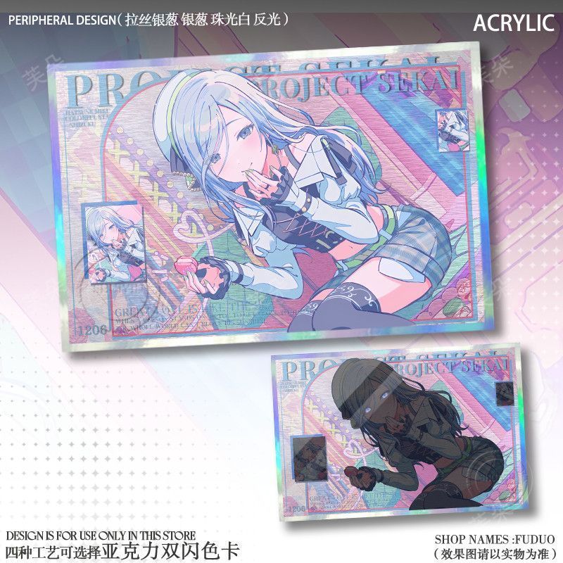 Dự án SEKAI PJSK Momoi Airi Hinomori Shizuku Kiritani Haruka Hanasato Minori Đôi Long Lanh Shikishi Thẻ Sưu Tập