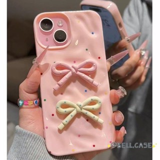 Ốp lưng iPhone 17 16 15 14 13 12 11 Pro Max X XR Max 7 8 Plus Stereo Bowknot Wave Point trường hợp điện thoại di động