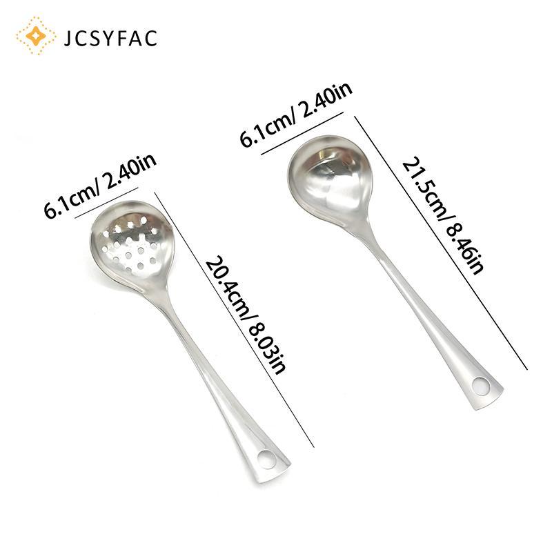 JCSYFAC Thìa Inox Tay Cầm Dài Thìa Canh Cho Lẩu Muỗng Rây Lọc Nhà Bếp Bộ Đồ Ăn Nấu Ăn Cần Thiết Mới
