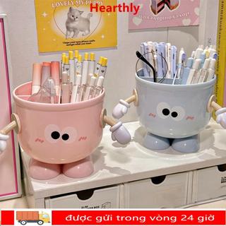 Giá đỡ lưu trữ để bàn HEARTHLY, Hộp đựng bút nhựa hoạt hình, Hộp lưu trữ đa năng văn phòng phẩm