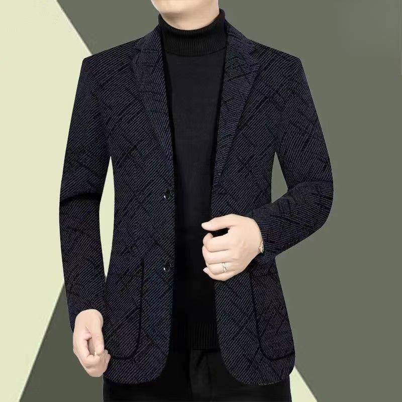 Áo khoác nam VN, Phong cách nặng nề, Quần áo phong cách mới, Áo khoác bố len dày, Thích hợp cho nam giới trung niên, Quần áo nam mùa thu đông 2024, có túi áo khoác