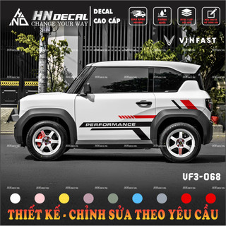 Tem dán xe VF3 - Decal dán xe VF3 MẪU TEM THỂ THAO CÁ TÍNH . 1 bộ dán 2 bên ( mẫu VF3 - 68 )