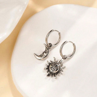 Mặt Trời & Mặt Trăng bông tai thả bạc, phù hợp làm quà tặng cho bạn bè, vợ hoặc bạn gái