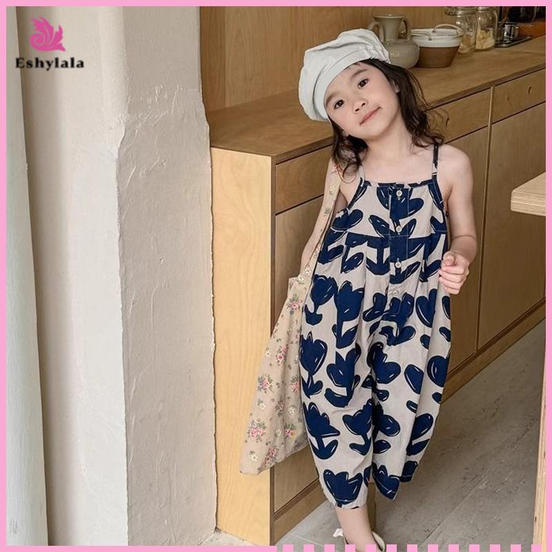 Bộ áo liền yếm bé gái mùa hè, quần ống rộng crop, thời trang [MỚI]