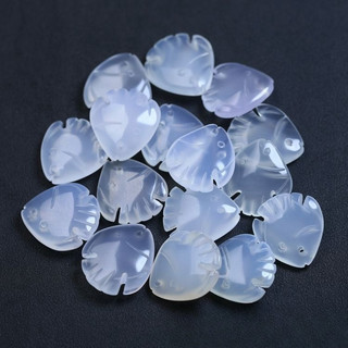 ((Giá 2 miếng) Mặt dây chuyền chalcedony mã não lychee frozen trắng tự nhiên, khoảng 19x21mm