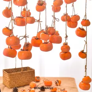 DONOVANQQ Mô Phỏng Quả Hồng, Quả Hồng Nhân Tạo 80cm 8 Quả, Đồ Trang Trí Nhà Cửa Treo Tường Màu Cam Sống Động Như Thật Mặt Dây Chuyền Hồng Phong Cảnh
