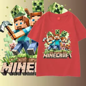 từ 1-11 tuổi trẻ em áo thun cổ tròn ngắn tay Minecraft đa dạng màu sắc cả nam và nữ