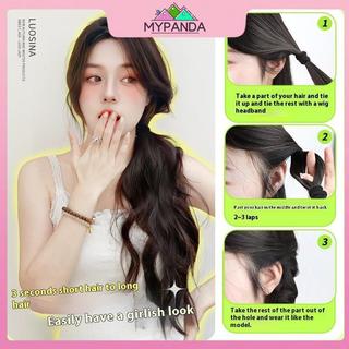 MYPANDA Làn sóng tự nhiên tóc giả đuôi bện nữ - Tóc dài thoáng mát có dây cố định thấp cổ