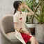 Cổ Đứng Tay Ngắn Qipao Đầm Dài Phong Cách Trung Quốc Cảnh Sườn Xám Mùa Hè