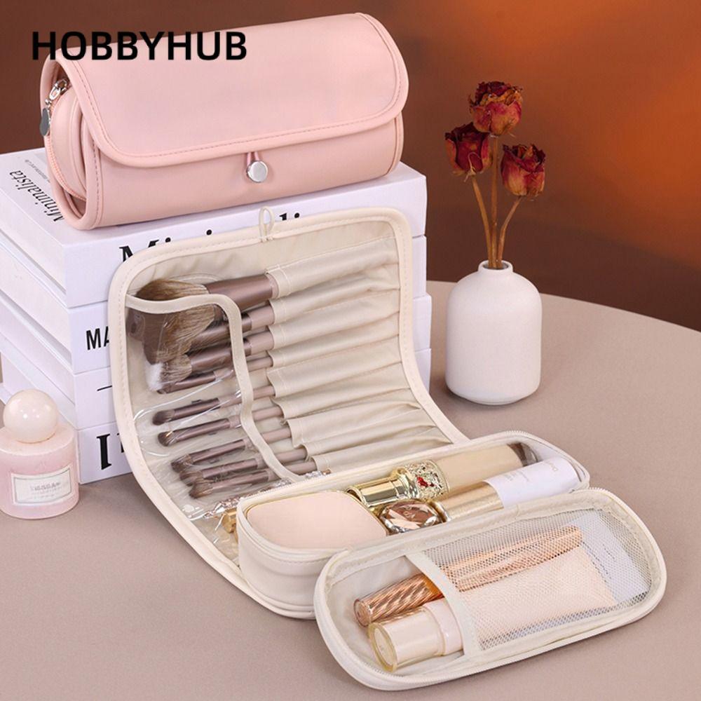 Túi đựng đồ trang điểm gấp HOBBYHUB, Túi đựng cọ mỹ phẩm cầm tay PU, Thiết kế gấp chống nước chuyên nghiệp Dụng cụ trang điểm Du lịch Sử dụng
