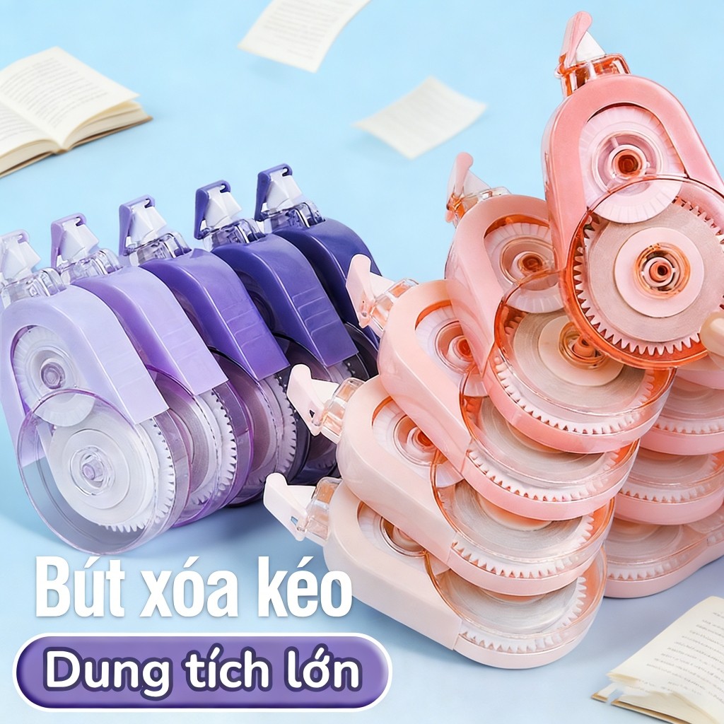 Bút xoá kéo màu pastel đáng yêu, set 5 bút dài 100m, chất lượng cao cho học sinh học tập hằng ngày